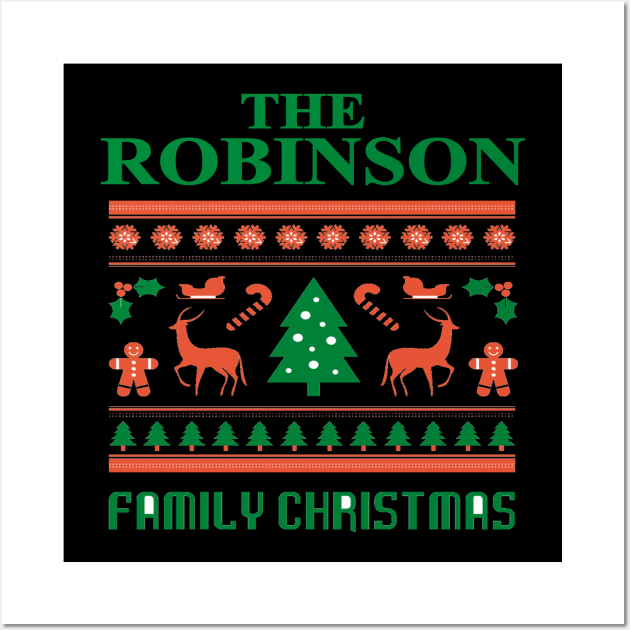 Family Christmas - Groovy Christmas ROBINSON family, Family Christmas T-shirt, Pjama T-shirt Wall Art by DigillusionStudio